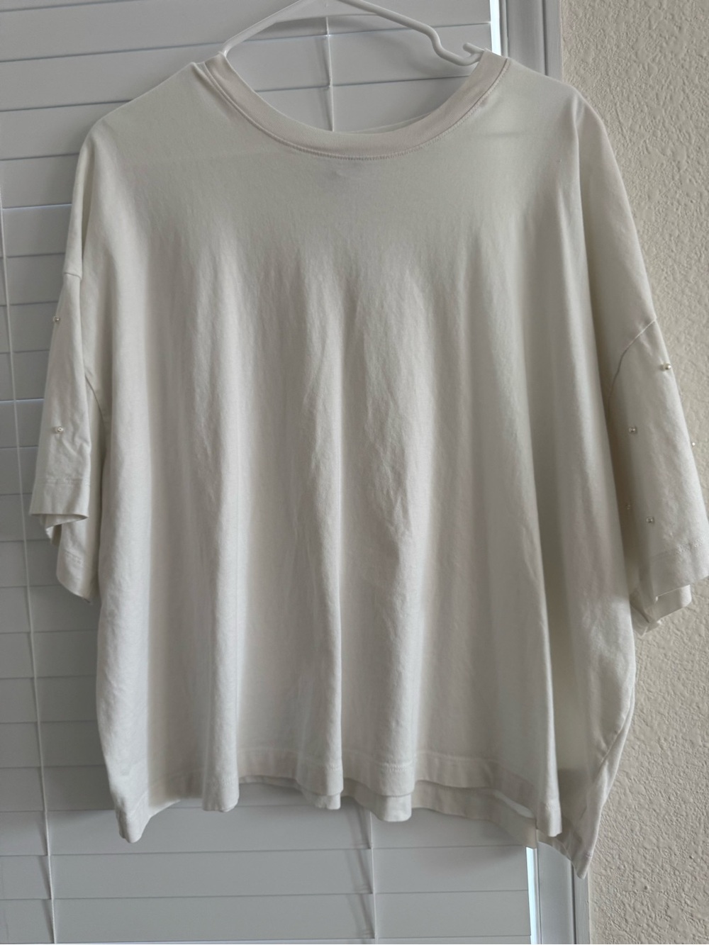Old navy - Relaxed Cream Women's Top with Embellished Sleeves